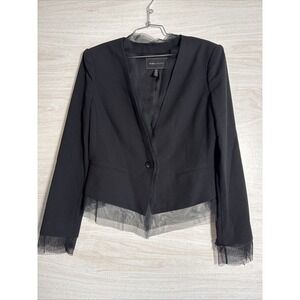 Women's black BCBGMAXAZRIA collarless single-button blazer Sz Med